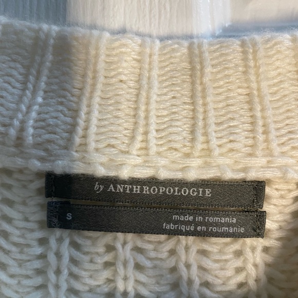 by Anthropologie open knitted flare long sleeve sweater Women S Ivory - Picture 2 of 10